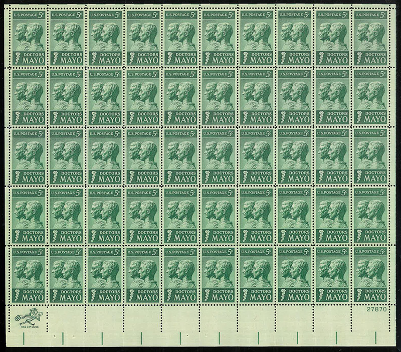 U.S. #1251 Doctors Mayo Pane of 50