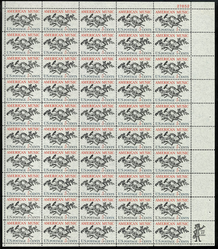 U.S. #1252 American Music Pane of 50