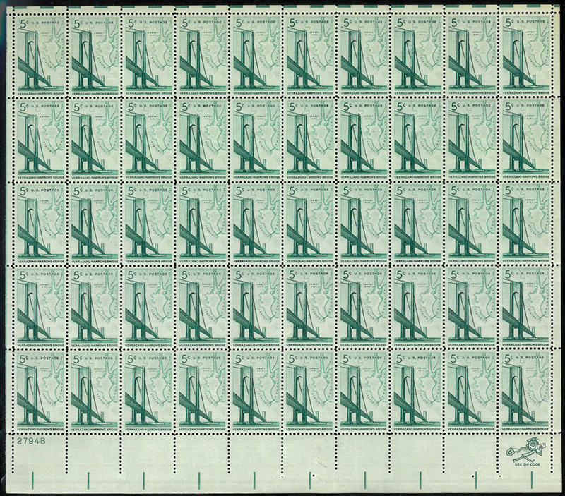 U.S. #1258 Verrazano-Narrows Bridge pane of 50