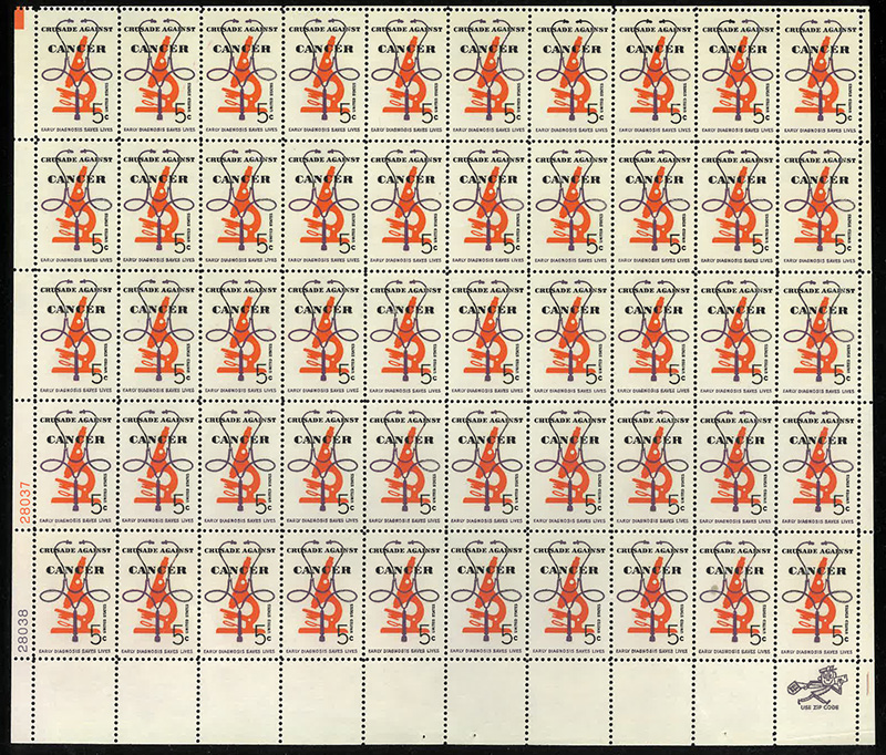 U.S. #1263 Crusade Against Cancer Pane of 50