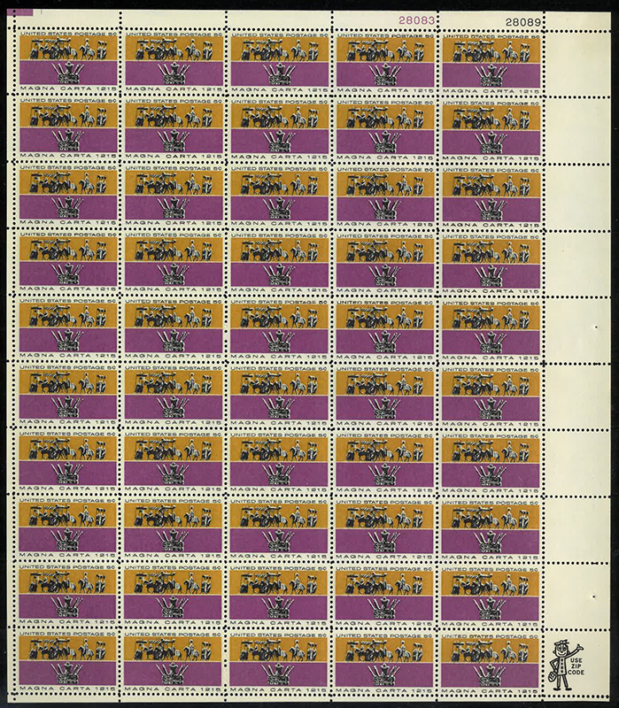 U.S. #1265 Magna Carta Pane of 50