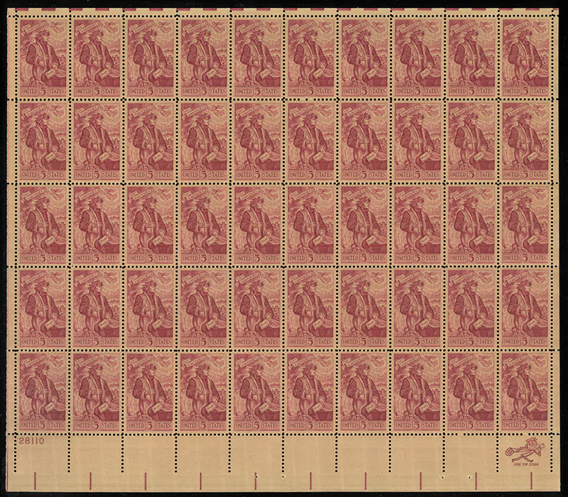 U.S. #1268 Dante Alighieri Pane of 50