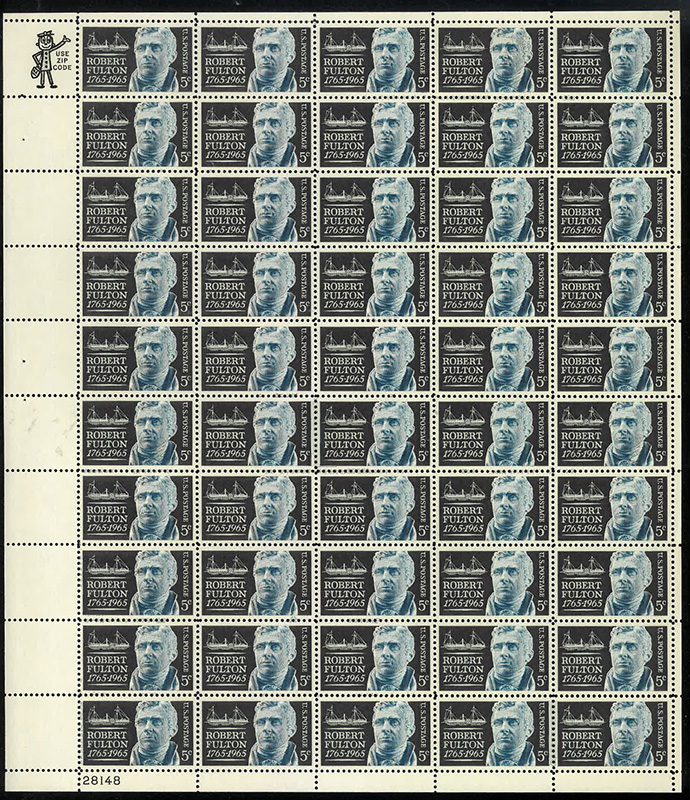 U.S. #1270 Robert Fulton pane of 50