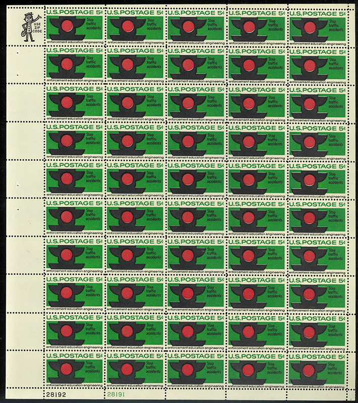 U.S. #1272 Traffic Safety Pane of 50