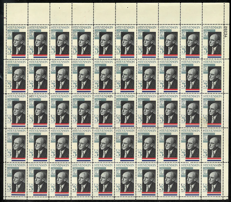 U.S. #1275 Adlai Stevenson pane of 50
