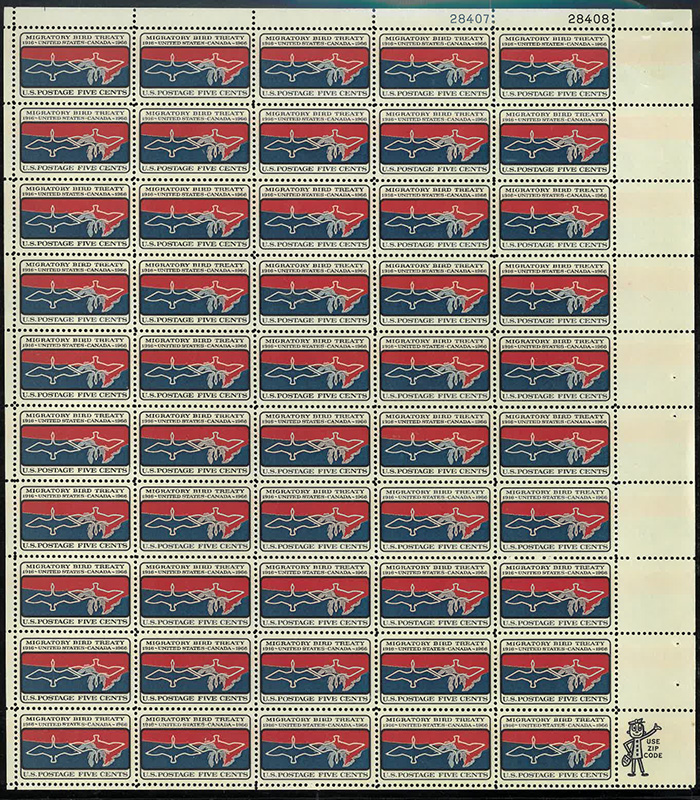 U.S. #1306 Migratory Bird Treaty pane of 50