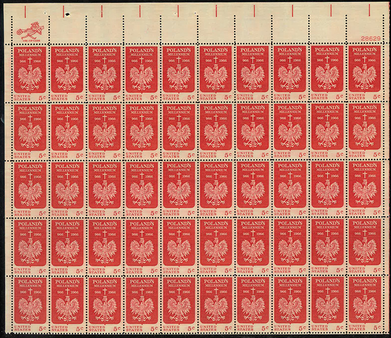U.S. #1313 Polish Millennium Pane of 50