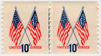 U.S. #1519 10c Flags Coil Line Pair MNH