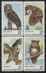 U.S. #1763a American Owls Block of 4 MNH