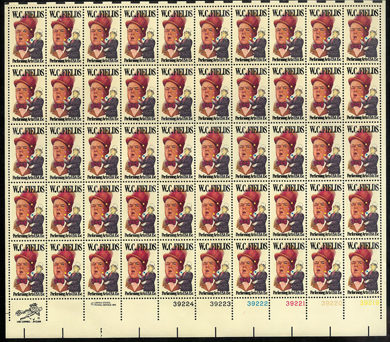 U.S. #1803 W.C. Fields Pane of 50
