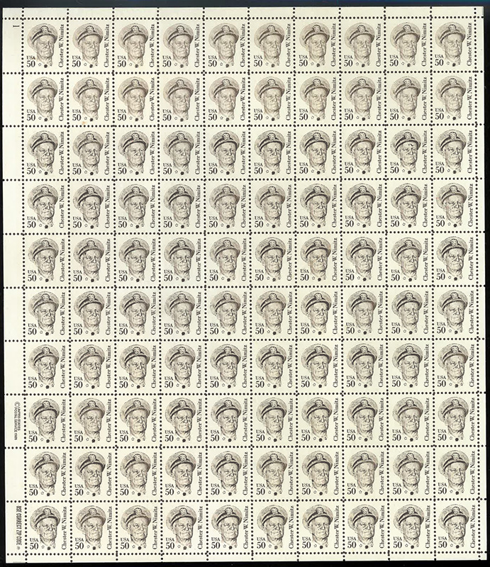 U.S. #1869 Chester W. Nimitz, Pane of 100