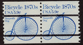 U.S. #1901a Bicycle 1870s coil Pair