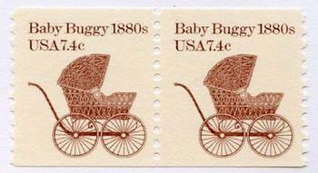 U.S. #1902 Baby Buggy 1880s coil Pair
