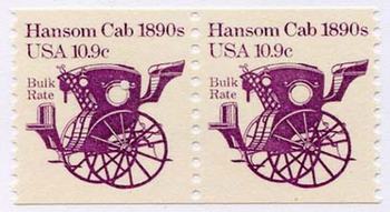 U.S. #1904 Hansom Cab 1890s coil Pair