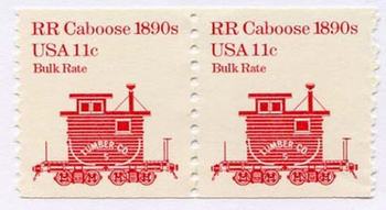 U.S. #1905 RR Caboose 1890s coil Pair Bureau