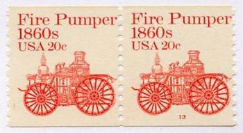 U.S. #1908 Fire Pumper 1860s coil Pair