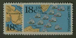 U.S. #1937-38 Yorktown & Capes, 2 Singles MNH