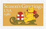 U.S. #1940 Christmas Bear on Sled MNH