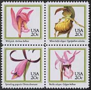 U.S. #2079a Orchids Block of 4 MNH