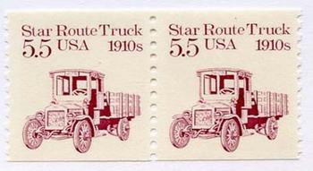 U.S. #2125 Star Route Truck 1910s coil Pair