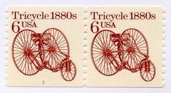 U.S. #2126 Tricycle 1880s coil Pair