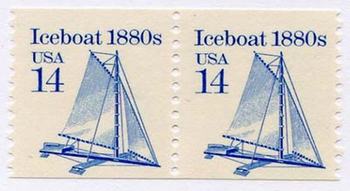 U.S. #2134b Iceboat 1880s coil Pair