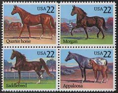 U.S. #2158a Horses Block of 4 MNH