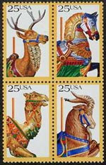 U.S. #2393a Carousel Animals Block of 4 MNH