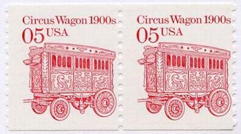 U.S. #2452B Circus Wagon 1900s coil Pair