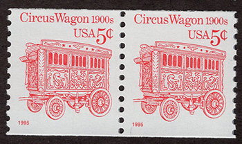 U.S. #2452D Circus Wagon 1900s coil Pair