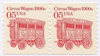 U.S. #2452 Circus Wagon 1900s coil Pair