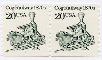 U.S. #2463 Cog Railway 1870s coil Pair