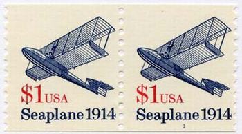 U.S. #2468 Seaplane 1914 coil Pair