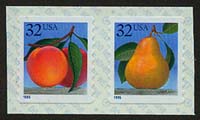 U.S. #2495Ab Peach & Pear Setenant Coil Pair MNH