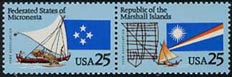 U.S. #2507a Micronesia & Marshall Islands Pair MNH