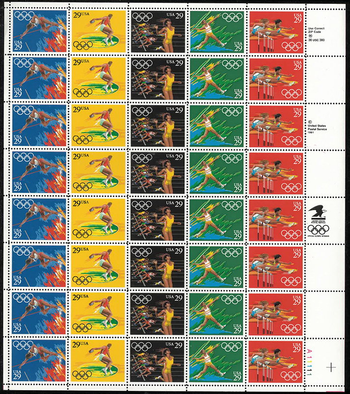 U.S.  #2557a Summer Olympics Pane of 40