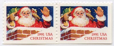U.S. #2581a Santa in Chimney Pair MNH