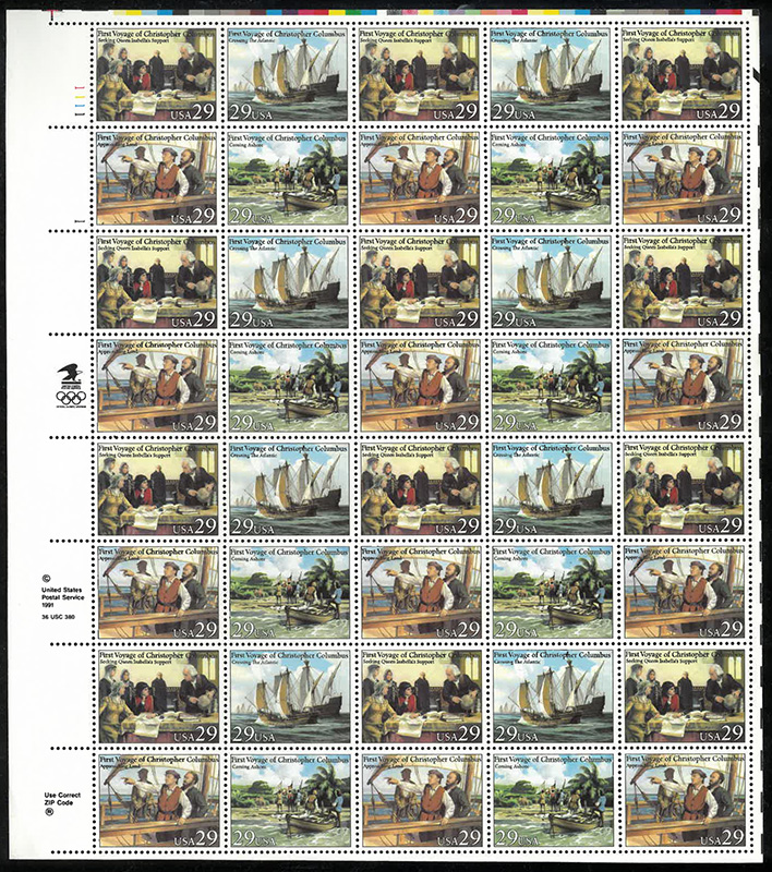 U.S. #2623a Voyages of Columbus Pane of 40