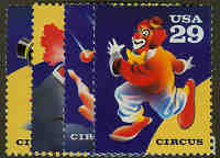 U.S. #2750-53 Circus, 4 Singles MNH