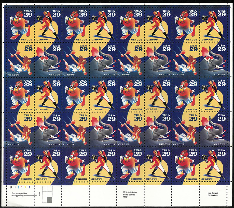 U.S. #2753a Circus Block of 4 Pane of 40