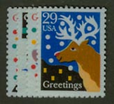 U.S. #2791-94 Christmas Greetings, 4 Singles MNH