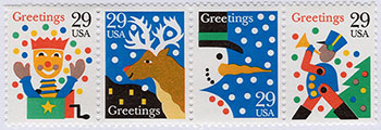 U.S. #2794a Christmas Greetings Strip of 4 MNH