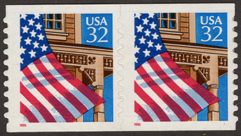 U.S. #2915A Flag Over Porch Coil Pair MNH