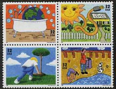 U.S. #2954a Kids Care, Block of 4