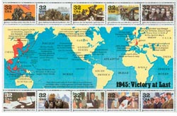 U.S.  #2981 World War II - 1945, Pane of 10