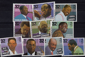 U.S. #2983-92 Jazz Musicians, 10 Singles MNH