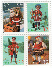 U.S. #3007a Christmas Santa & Children Block of 4 MNH