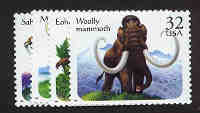 U.S. #3077-80 Prehistoric Animals, 4 Singles MNH