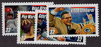 U.S. #3147-50 Football Coaches, 4 Singles MNH