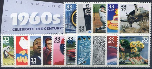 U.S. #3188a-o Celebrate the Century 1960s, 15 Singles MNH